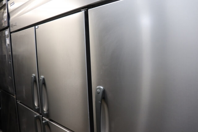 Nicely polished stainless steel refrigerator door