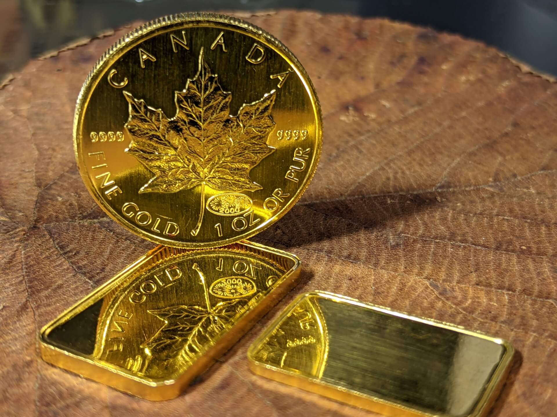 Shiny coins polished to a shiny mirror-like surface